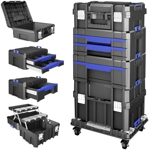 airaj 5 tier stackable tool box with wheels rolling tool box with drawers